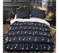 ZAWPPEUIO Musical Notes Housse de Couette Microfibre Résistante 3D Effet 3 Pièces Taie Ultra Douce Classical Sheet Music Linge de Lit Super Douce Entretien Facile for Ado Super King（260x220cm）
