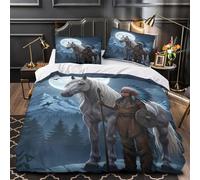 ZAWPPEUIO Native Warrior Housse de Couette 3D Imprimée Microfibre 3 Pièces 2 Taies Ultra Douce Fantasy Tribal Parure de Lit Léger Hypoallergique for Enfants Garçons Filles King（220x240cm）