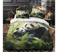 ZAWPPEUIO Panda Mother Housse de Couette 3D Effet Microfibre Résistante 3 Pièces Éclair Ultra Douce Wildlife Nature Linge de Lit Hypoallergique Résistante for Filles Ado Double（200x200cm）