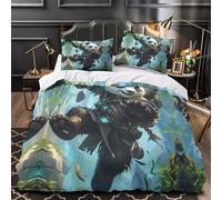 ZAWPPEUIO Panda Warrior Housse de Couette Microfibre Hypoallergique 3D Effet 3 Pièces 2 Taies Douce Fantasy Adventure Ensemble De Literie Résistante Entretien Facile for Ado King（220x240cm）