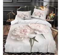 ZAWPPEUIO Peony Blooms Parure de Lit 3D Imprimée Microfibre Hypoallergique 3 Pièces Éclair Super Douce Vintage Floral Ensemble De Literie Respirante Résistante for Les Enfants Single（140x200cm）