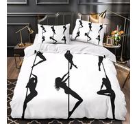 ZAWPPEUIO Pole Dance Poses Parure de Lit Microfibre Hypoallergique 3D Imprimée 3 Pièces Éclair Ultra Douce Silhouette Fitness Housse de Couette Respirante Entretien Facile for Couple King（220x240cm）