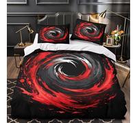 ZAWPPEUIO RedSwirl Parure de Lit Microfibre Hypoallergique 3D Imprimé 3 Pièces 2xTaies Ultra Douce AbstractDynamic Linge de Lit Léger Entretien Facile for Couple Amoureux Double（200x200cm）