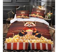 ZAWPPEUIO Rouge Panda Movie Night Linge de Lit 3D Imprimé Microfibre Résistante 3 Pièces Éclair Douce Coon Animal Cinema Housse de Couette Ultra Douce Entretien Facile for Adulte Double（200x200cm）