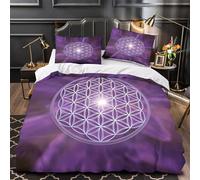 ZAWPPEUIO Sacred Geometry Ensemble De Literie Microfibre Hypoallergique 3D Imprimée 3 Pièces 2 Taies Ultra Douce Spiritual Symbol Housse de Couette Léger Entretien Facile for Garçon King（220x240cm）