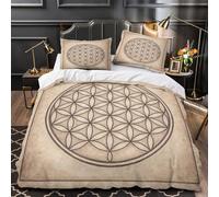 ZAWPPEUIO Sacred Geometry Linge de Lit 3D Effet Microfibre 3 Pièces 2 Taies Ultra Douce Symbolic Spiritual Parure de Lit Super Douce Hypoallergique for Garçons Filles Double（200x200cm）