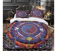 ZAWPPEUIO Sacred Geometry Parure de Lit 3D Imprimée Microfibre 3 Pièces Taie Ultra Douce Spiritual Mandala Housse de Couette Hypoallergique Entretien Facile for Filles Ado Single（135x200cm）