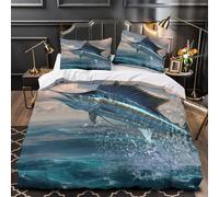 ZAWPPEUIO Sailfish Jumping Linge de Lit Microfibre 3D Imprimée 3 Pièces Éclair Ultra Douce Marine Wildlife Ensemble De Literie Léger Résistante for Adultes Enfants Single（140x200cm）