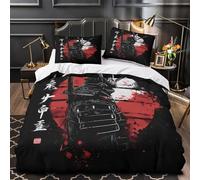 ZAWPPEUIO Samurai Warrior Ensemble De Literie 3D Effet Microfibre 3 Pièces 2 Taies Douce Confortable Japanese Linge de Lit Respirante Résistante for Adolescent King（220x240cm）