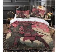 ZAWPPEUIO Samurai Warrior Ensemble De Literie 3D Imprimé Microfibre Hypoallergique 3 Pièces 2 Taies Ultra Douce Japanese Linge de Lit Léger Entretien Facile for Fille Super King（260x220cm）