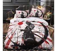 ZAWPPEUIO Samurai Warrior Ensemble De Literie 3D Imprimée Microfibre 3 Pièces 2 Taies Super Douce Graffiti Street Housse de Couette Résistante Entretien Facile for Adolescent Super King（260x220cm）