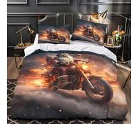 ZAWPPEUIO SantaRider Housse de Couette 3D Imprimée Microfibre 3 Pièces Éclair Douce Respirante Action Linge de Lit Léger Résistante for Couple Double（200x200cm）