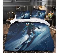 ZAWPPEUIO Skiing Adventurer Parure de Lit 3D Imprimée Microfibre 3 Pièces 2xTaies Ultra Douce Action Sports Ensemble De Literie Respirante Résistante for Hommes Single（135x200cm）