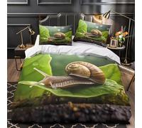 ZAWPPEUIO Snail on Feuille Ensemble Lit Microfibre Hypo 3D 3Pcs 2 Taies Douce Nature Wildlife Parure Lit Respirante Entretien Fac for Adulte Enfants Filles Super King（260x220cm）