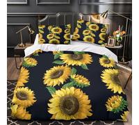 ZAWPPEUIO Sunflower Blooms Linge de Lit 3D Effet Microfibre 3 Pièces Éclair Super Douce Watercolor Floral Housse de Couette Ultra Douce Résistante for Filles Ado Double（200x200cm）