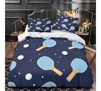 ZAWPPEUIO Table Tennis Gear Housse de Couette 3D Imprimée Microfibre Résistante 3 Pièces 2 Taies Super Douce Sports Equipment Linge de Lit Hypoallergique Entretien Facile for Garçon Double（200x200cm）