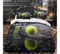 ZAWPPEUIO Tennis Equipment Housse de Couette 3D Imprimée Microfibre 3 Pièces 2 Taies Super Douce Sports Motivation Linge de Lit Hypoallergique Entretien Facile for Adulte Double（200x200cm）