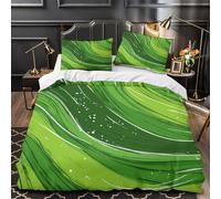 ZAWPPEUIO Vert Swirl Housse de Couette 3D Imprimé Microfibre Résistante 3 Pièces 2 Taies Super Douce Abstrait Vague Parure de Lit Confortable Entretien Facile for Ado Single（140x200cm）