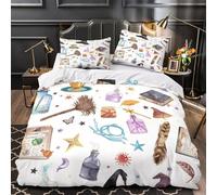 ZAWPPEUIO Witchcraft Items Housse de Couette 3D Imprimé Microfibre 3 Pièces 2 Taies Douce Magical Fantasy Ensemble De Literie Super Douce Entretien Facile for Hommes Enfants Single（140x200cm）