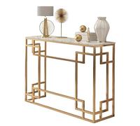 ZAWQFDZ Console Meuble, Meuble Console D'entrée, Structure en Métal, Plateau en Marbre Blanc/Noir, pour Salon, Couloir, Hall D'entrée(White,31.4in/80cm)