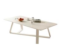 ZAWQFDZ Petite Table Basse, Table de Salon à thé Rectangulaire, Cadre en Métal, Plateau en Roche, pour Salon, Cuisine et Bureau(White,140x60x45/55.1x19.6x17.7in)
