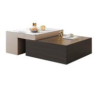 ZAWQFDZ Table Basse Gigogne, Petite Table Carrée, Design Extensible et Rétractable, avec Rangement Caché, pour Salon, Appartement(Black)