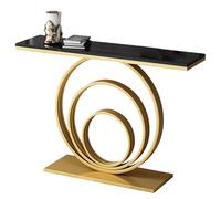 ZAWQFDZ Table D'entrée Moderne avec Structure en Fer Intégrée et Plateau en Pierre Frittée, Table D'appoint Minimaliste pour Couloir ou Salon(Black,80cm/31.4in)