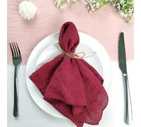 ZAWR 50 PCS Rose Gaze Crêpe Tissu Serviettes Pack Pur Coton Gaze Serviette Tissu 40x40 cm Mariage Décor Usage Quotidien Dîner Torchon
