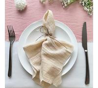 ZAWR 50 PCS Rose Gaze Crêpe Tissu Serviettes Pack Pur Coton Gaze Serviette Tissu 40x40 cm Mariage Décor Usage Quotidien Dîner Torchon