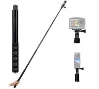 Zaxiva 150cm Invisible Perche a Selfie Carbon Fiber, Selfie Stick D'extension Extensible pour Insta360, pour GoPro, DJI, Action Camera, Perche à Main pour Extérieur avec Boucle d'alpinisme,vis 1/4