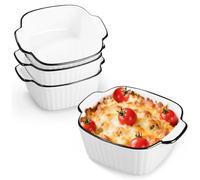 Zaxiva 4 Pièces Céramique Plats de Cuisson Set, 400ML Plat de Cuisson Carrés, 14.5 x 11.5 x 5.5 cm, Céramique Plat Four avec Poignées, Petits Plats de Cuisson pour Friteuse à Air, Four et Micro-ondes