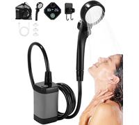 Zaxiva Douche Portable Camping,Pompe Rechargeable avec Affichage NuméRique Intelligent avec Affichage LED,Pommeau de Douche Réglable,Pommeau de Douche avec Seau Pliable pour Camping randonnée