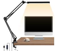 Zaxiva Lampe de Bureau LED 3 Modes et 10 Niveaux, 1700LM, Design à Pince, Lumiere Bureau sans Scintillement, Lampe Architecte Moderne, Idéale pour Lecture, Maquillage, Travail, Étude et Bricolage