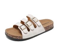 zaxunai Sandales Mules Unisexe en Liège - Claquettes en Cuir Plates à Bout Ouvert, Confortables Sabots et Slides