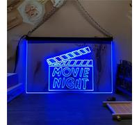 Zayeksole Panneau Néon Movie Night, Panneau Lumineux LED À Intensité Variable Alimenté par USB pour Décoration Murale De Salle De Cinéma Maison De Fête d'anniversaire,Bleu,40x30cm