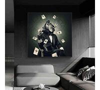 ZAYEN Fumer et jouer aux cartes Singe Toile Peinture sur le mur Art Images pour Living Room Animaux Affiches et impressions Décor 50x50cm Sans cadre