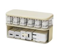 ZAYIUKI Boîte de rangement de câbles double couche avec compartiments pour chargeur et cordon pour le bureau ou la maison