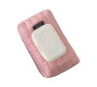 ZAYIUKI Pochette à lingettes en tissu matelassé à rayures en polyester pratique avec couvercle à pression pour le rangement des mouchoirs humides