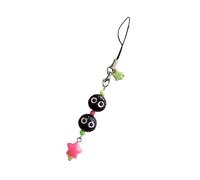 ZAYIUKI Porte-clés fait à la main en alliage de résine pour téléphone - Boule de charbon noire et étoile - Accessoire de sac pour les amateurs de mode