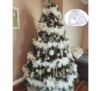 ZAYMDO Guirlande Boa à plumes blanches pour sapin de Noël, 5 pièces de 2 m, guirlande moelleuse Boa pour sapin de Noël, mariage, décoration de fête