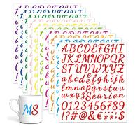 Zayookey 10 Feuilles Autocollants d’Alphabet Lettre Chiffre Auto-Adhésifs en Vinyle de Alphabet Numéros de Boîte aux Lettres Autocollants Stickers pour Scrapbooking, Signe (1 Pouce, Multicolore)