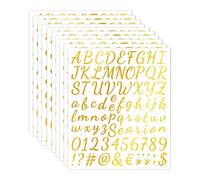Zayookey 10 Feuilles Autocollants d’Alphabet Lettre Chiffre Auto-Adhésifs en Vinyle de Alphabet Numéros de Boîte aux Lettres Autocollants Stickers pour Scrapbooking, Signe (1 Pouce, Or)