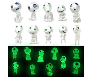 Zayookey 10 Pièces Mini Accessoires de Jardin Lumineux Miniatures Esprit Arbre Décoration de Jardin Mononoké Fantômes Figurines pour Micro-Paysage