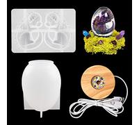 Zayookey 2 PCS Moules en Résine Époxy Dragon Moule en Silicone en Forme D'œuf pour Resin Mold Kits Moule à Lampe avec Base en Bois LED (Dragon + œuf)