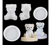 Zayookey 2 Pièces Moule Silicone Ours, 3D Animal Moules en Résine, Moule époxy Bougie Forme Teddy Bear Resin Mold Pour DIY Bricolage Pendentif Porte-clés Maison Décoration