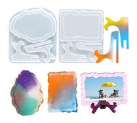Zayookey 2PCS Epoxy Moules Silicone Cadre Photo Moules en Résine en Forme de Ovale et Rectangle Irrégulier Moule Cadres Photo Silicone Époxy Moulage Picture Frame Resin Mold pour DIY