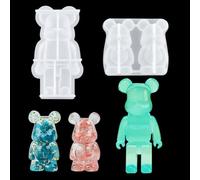 Zayookey 2pcs Moules en Résine 3D Forme d'ours Moule en Silicone Animal Moul époxy Coulée Bougie Animal Resin Mold DIY Pendentif Porte-clés Savon
