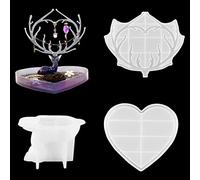 Zayookey 3 PCS Résine Epoxy Moule Résentoir à Bijoux Moules en Résine Plateau en Forme de Coeur Moule en Silicone Wapiti Moule Coulée Porte-Bijoux Resin Mold pour Moulage (Jewelry Rack Mold A)