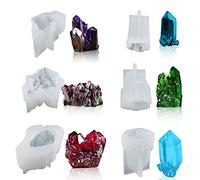 Zayookey 6 pièces Moule en Forme de Cristaux Moules en Résine de Silicone en Cristal de Quartz Moul Epoxy Cristal Pierre Moulage Resin Crystals Molds pour la Fabrication de Bijoux Bougie