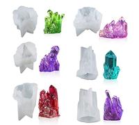 Zayookey 6 pièces Moule en Forme de Cristaux Moules en Résine de Silicone en Cristal de Quartz Moul Epoxy Cristal Pierre Moulage Resin Crystals Molds pour la Fabrication de Bijoux Bougie